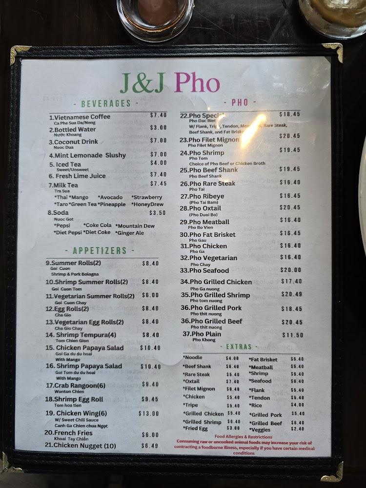 J&J Pho Vietnamese Restaurant Menu image 2